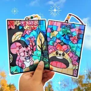 아트박스 오렌지몰 가을 풍경 다람쥐 투명 모자이크 스티커 썬캐쳐