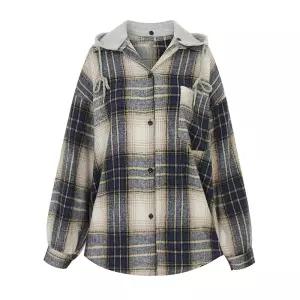[페이지플린] 디테쳐블후드체크셔츠_P5DSH001A