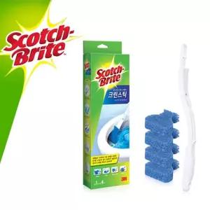 3M 스카치 브라이트 변기 크린스틱 핸들 리필 4개입/바닥/청소솔/청소/틈새솔/브러쉬/청소용/세제/수세미
