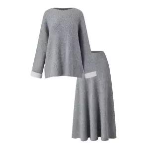 [미니멈][미니멈 에브리데이]소매 배색 니트 밴딩 스커트 울 셋업 (EB4OW003D)