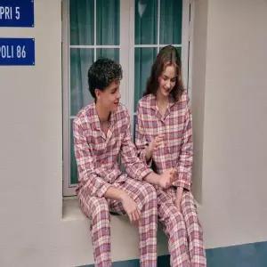 [솔브](정상) 선염 20수 양면 기모 남성 여성 커플 파자마 세트_C SPA2533M_SPA2533W_2C_C