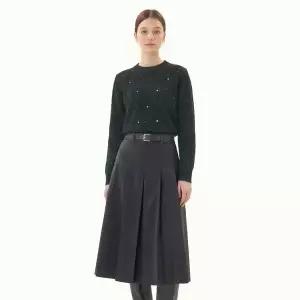 [케네스레이디](신세계 사우스시티)[BYLYNN] 플리츠 레더벨트 롱 스커트 EWSKOK0200