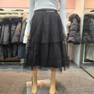 [에고이스트] 언발 플리츠 프릴 롱 플레어 스커트  EQ4WS-164