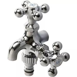 십자 두갈래 꼭지 냉수용 01727 (1B122)/일반/수도/야외/베란다/세탁기/커플링/이중/쌍수도/세탁기용/만능