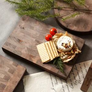 그로브 엔드그레인 나무 도마 직사각 45x30 플레이팅 캠핑 업소용 아카시아