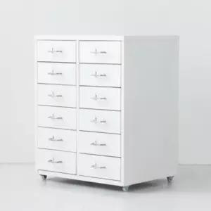 마켓비 6단 서랍장 철제 사무실 수납장 12칸 화이트 BNS