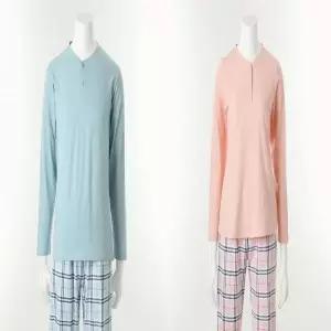 [비너스](정상) 면 스판 솔리드 실내복 상의 커플 세트_C VEVA101M_VEVA101W_2C_C