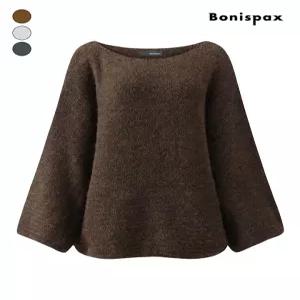 [보니스팍스]와이드 벨 슬리브 보트넥 니트 (XPCKP016M0)