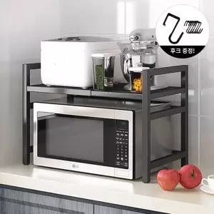 길이 조절 다용도 거치대 주방 전자레인지 오븐 틈새 공간 수납 스탠드 선반 진열 정리대