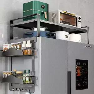 냉장고위선반 위 가정용 선반 외측면 활용 흡입 도어 천장 행거 수납 옆