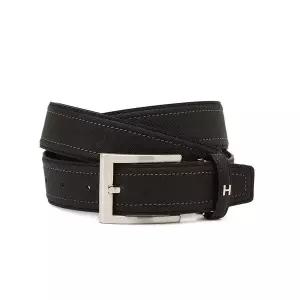 [헤지스] 블랙 로고장식 소가죽 벨트 WUBE5E903BK