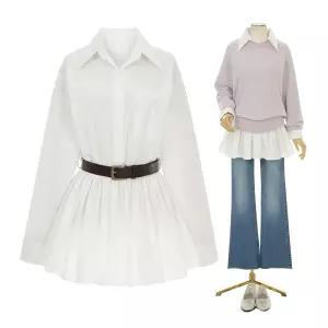 [페이지플린] 웨이스트밴딩페플럼셔츠_P6ASH008C