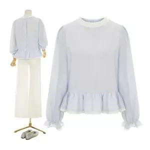 [샐리] 백버튼스트라이프블라우스_I6A-CBL007