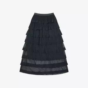 [베스띠벨리]티어드 도트 롱스커트 ( BKSAD2351 )