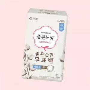 좋은느낌 좋은순면 무표백 생리대 대형 32p 4245140