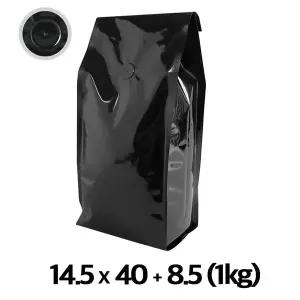 이지포장 유광 블랙 M자형 커피 원두 봉투 1kg (50매) 소분·포장용