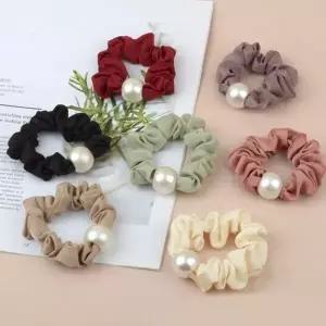 [하프클럽/]진주 포인트 부드러운 데일리 곱창끈 화사한 머리끈