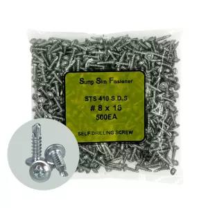 스텐 와셔머리 직결피스 8x16 500개입 철판나사 양날 기리피스