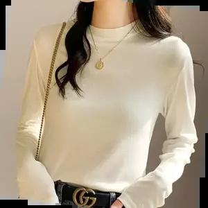 여자박스티 베이직 이너웨어 라운드넥 세미 슬림핏 긴팔 티셔츠