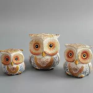 발리에서온 클레오 목각 부엉이 장식소품 3P (KYR-W7CE92F)