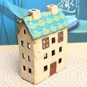 유럽풍 미니하우스 캔들홀더 장식소품(초록은행지붕) (KYR-W02E435)