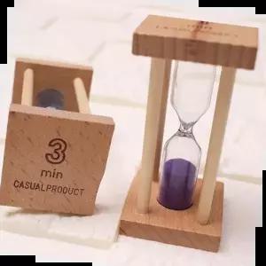 3분모래시계 설렘하우스 사각 원형 1분 3분 원목 모래시계