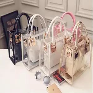 [라일리] Rly 여성 투명 미니 스퀘어 토트백 크로스백 파우치 포함