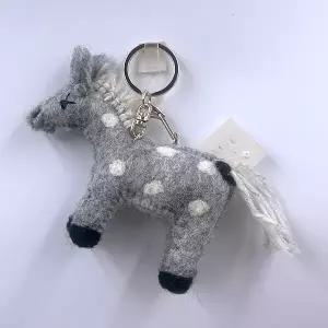 그레이 말 키링 봉제인형 울100퍼센트 핸드메이드 키홀더 키체인 열쇠고리
