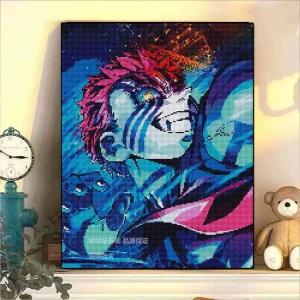 귀멸의 칼날 아카자 보석십자수 DIY 사각 캔버스형 애니 인테리어 성인용