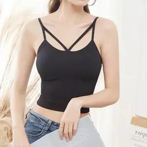 여성 브라 탑 일체형 내장 이너 캡 나시 민소매 스포츠브라 노와이어 운동복 데일리 편안한 나시티 요가