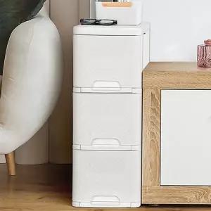 라탄 수납장 이동식 다용도 슬림 틈새 수납장 3단 플라스틱 수납함 정리함 서랍장 선반 박스 주방 협탁