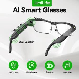 800만 화소의 AI 스마트 카메라 안경, 통화 및 음악용 블루투스, 객체 인식 및 AI 번역 기능 탑재