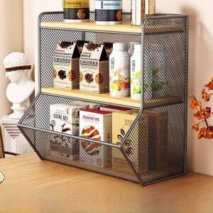 다층 테이블탑 수납 랙 티컵 정리대 책상 액세서리 컵 홀더 스낵 스탠드 식탁 나무 재질