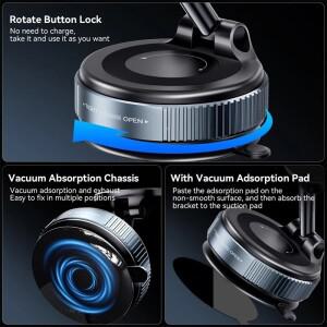 360° Adjustable Vacuum Suction Magnetic Bracket Car Phone Holder for  Samsung 호환 Foldable Mag Saf