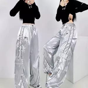 실버 방송 댄스복 세트 힙합 공연 여성 스트릿 방송댄스복