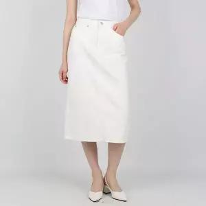 [하프클럽/게스]게스 여성 청치마 미디스커트 화이트 YP2D4552