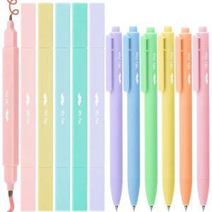 Mr. Pen - 듀얼 팁 미적 형광펜 및 젤 펜, 12팩, 파스텔 색상 성경 번짐 없음