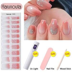 Harunouta 4개/대 네일 건조기 반 경화 젤 스트립 나무 스틱 밀키 오팔 이는 Shinning LED 랩