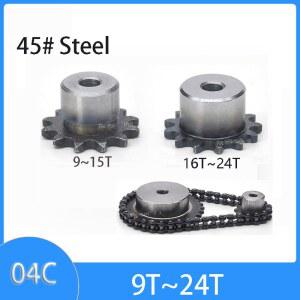 산업용 스프로킷 프로세스 04C 체인 9T 10T 11T 12T 13T 14T 24톱니 45 스틸 기어 피치 35MM