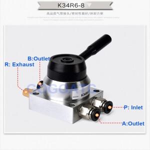 호환 GOGO  에어 핸드 컨트롤 밸브  K34R6-8 포트  1/4 인치 BSP 수동 피팅 6mm  10mm  4 웨이  3 포지션