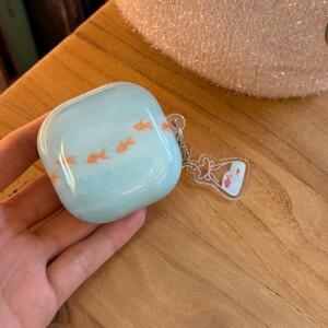 여름 블루 귀여운 금붕어 케이스 삼성 호환 갤럭시 호환 버즈 코어 3Pro 라이브 FE 무선 블루투스 헤드폰