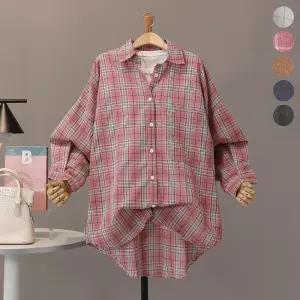 [모노시크] 루시드 체크 빅포켓 언발 루즈핏 남방_MNBS647