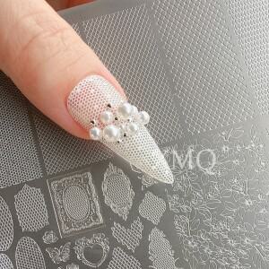 XMQ 네일 아트 스탬핑 플레이트 레이스 템플릿 그리드 이미지