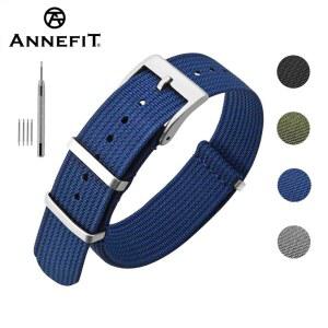 ANNEFIT 나일론 시계 밴드 16mm18mm19mm20mm22mm24mm 원피스 통기성 군용 스트랩, 무거운 조절 버클 식 손목