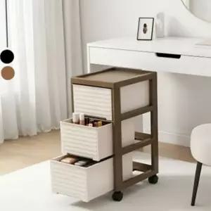 바퀴형 서랍장 플라스틱 조립식 다용도 이동식 서랍장 4단 슬라이딩 데스크 화장대 서랍형 잠금형 수납장