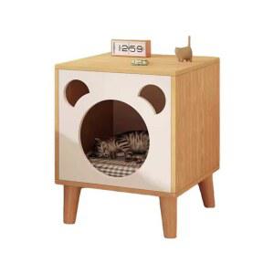 고양이 숨숨집 협탁 사이드테이블 가정용 침대 반려묘 40x40x50 우드 원목 하우스