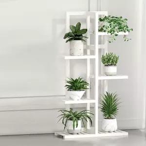 대나무 가드닝 5단 화분 진열대 화이트 인테리어 정리대 원목 선반 화분
