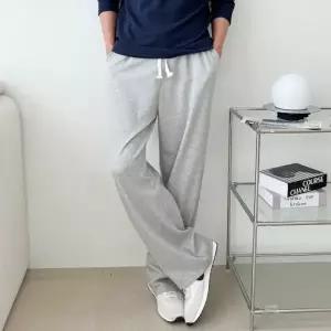 바지 기모 와이드 남녀공용 겨울 무지면