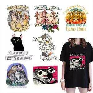 PU열전사지 열전사필름 빈티지 만화 동물 열 전사 스티커 고화질 Diyprints 소파 커버용 다리미 온 세탁 아