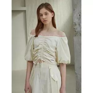 [하프클럽/에고이스트]밴드 레터링 오프숄더 블라우스 크림 EP2WB560